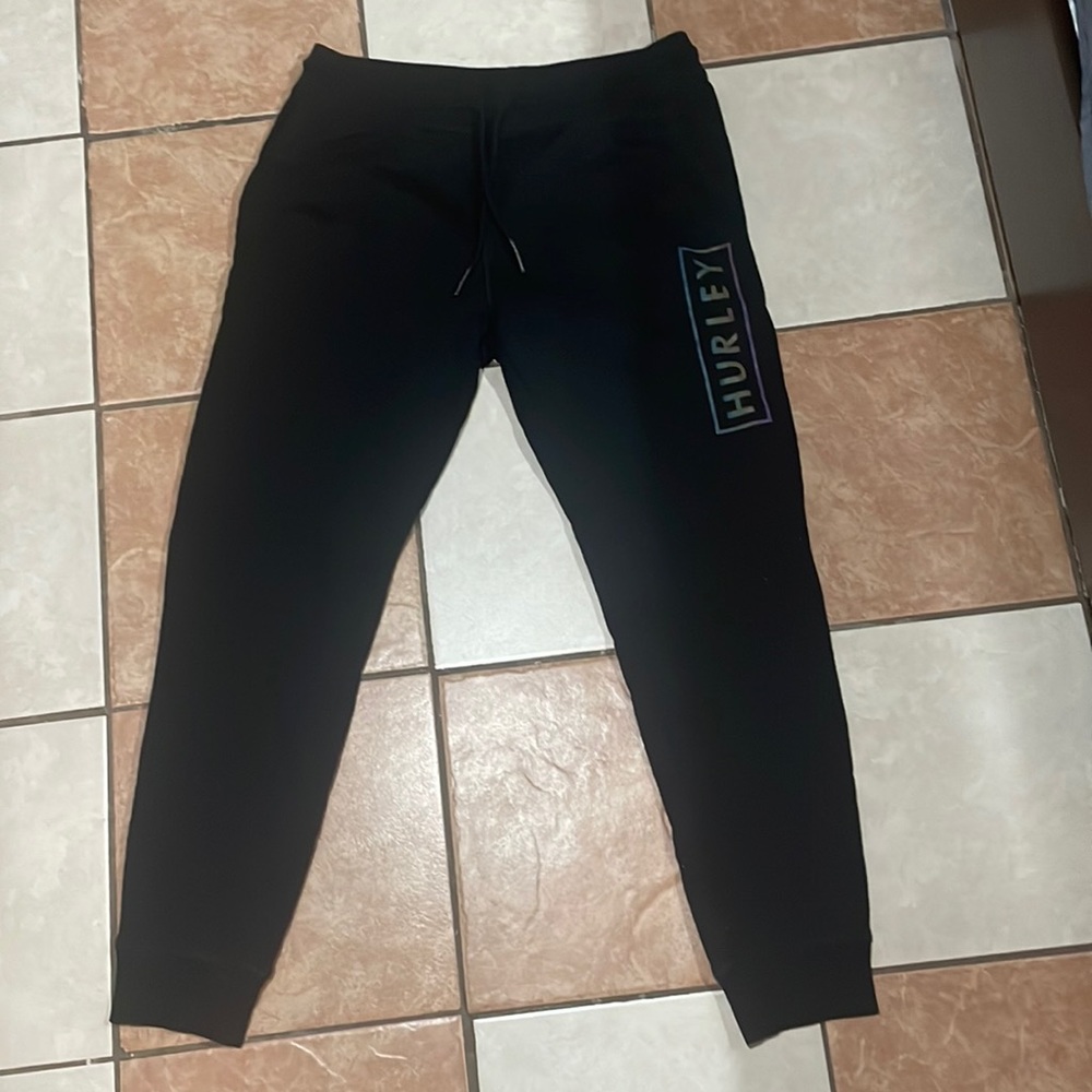 Hurley Black Sweatpants w/ Reflective Logo